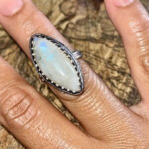 Rainbow Moonstone Ring Size 7